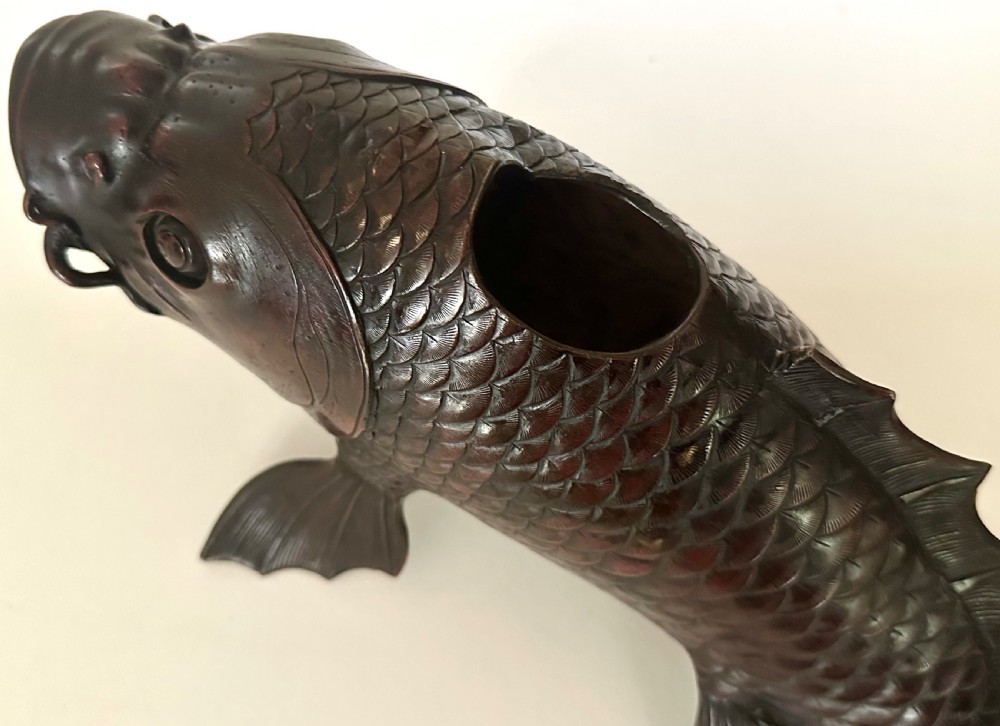 Bronze Japanese Koro in the form of a Carp View XVIII