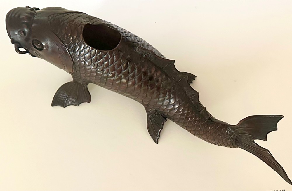 Bronze Japanese Koro in the form of a Carp View XIX