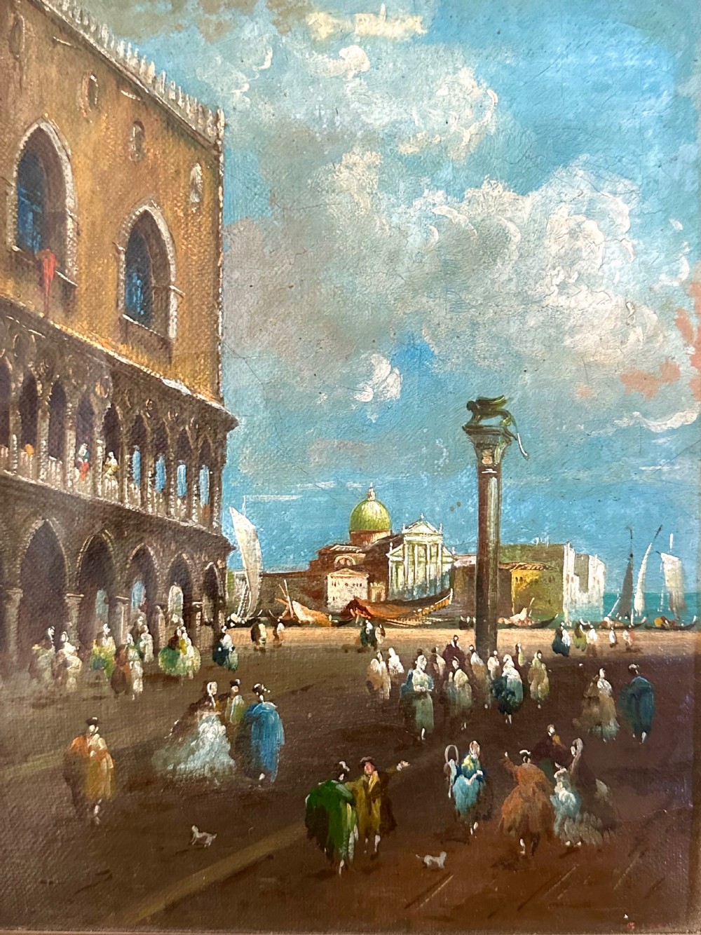 Pair of Grand Tour Oils on Canvas depicting Venetian Scenes View VI
