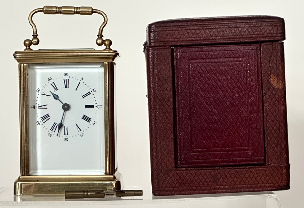 French Brass Carriage Clock with Case View II