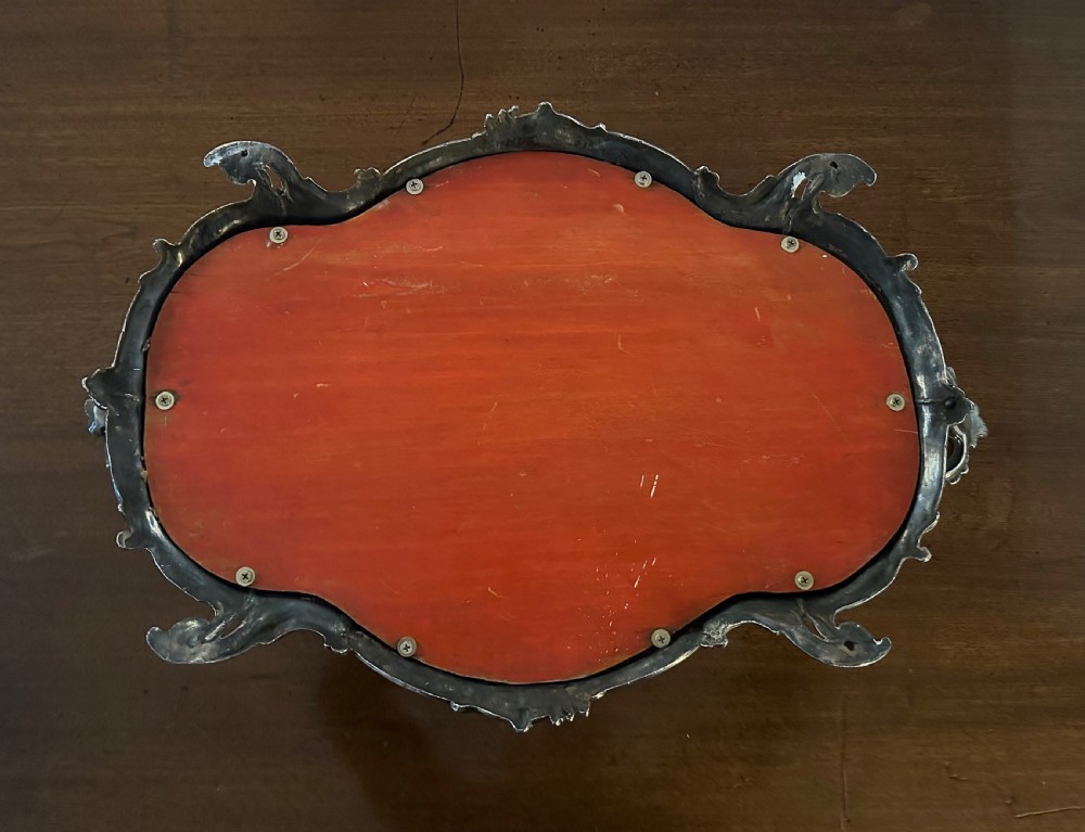 Ornate Silver Plated Tray with Mirror. View VI