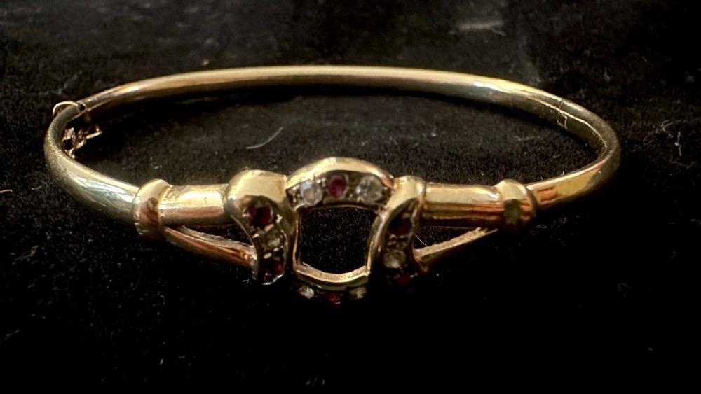 Hinged Bangle with Diamonds and Rubies 