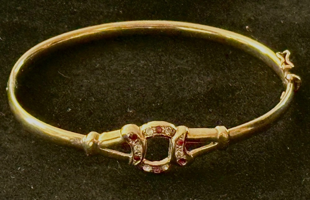 Hinged Bangle with Diamonds and Rubies  View VIII