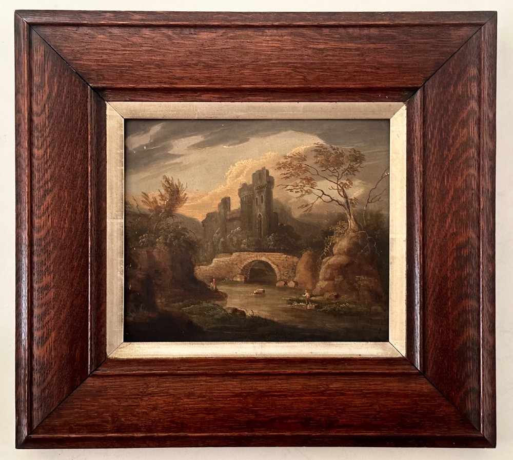 English School Oil on Panel of River Scene