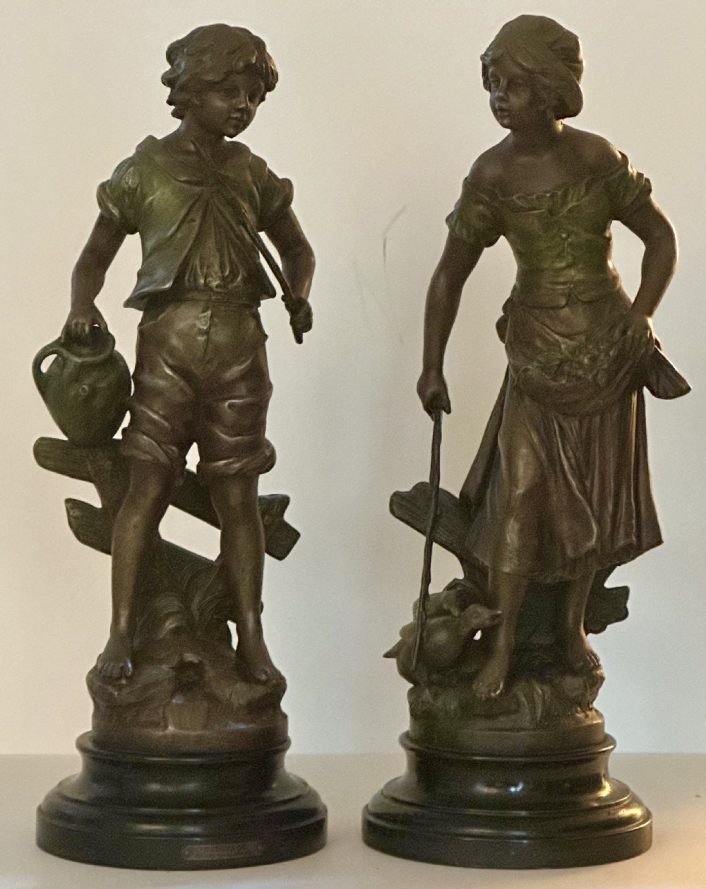 Pair of French Spelter Figures after Auguste Moreau (1834-1917)