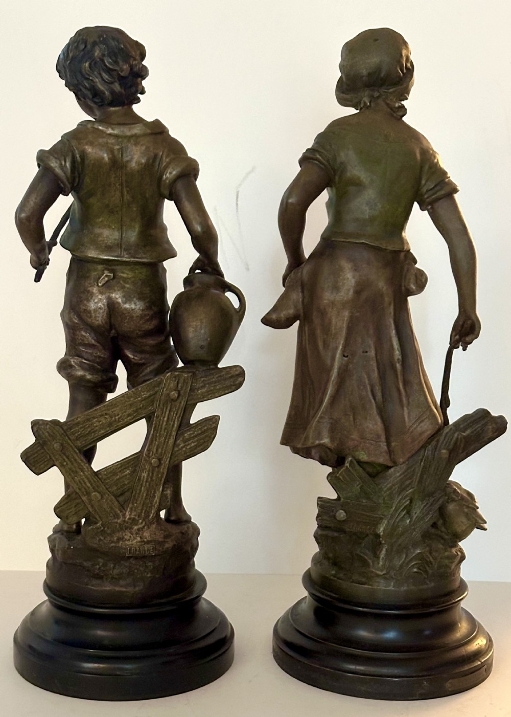 Pair of French Spelter Figures after Auguste Moreau (1834-1917) View VIII