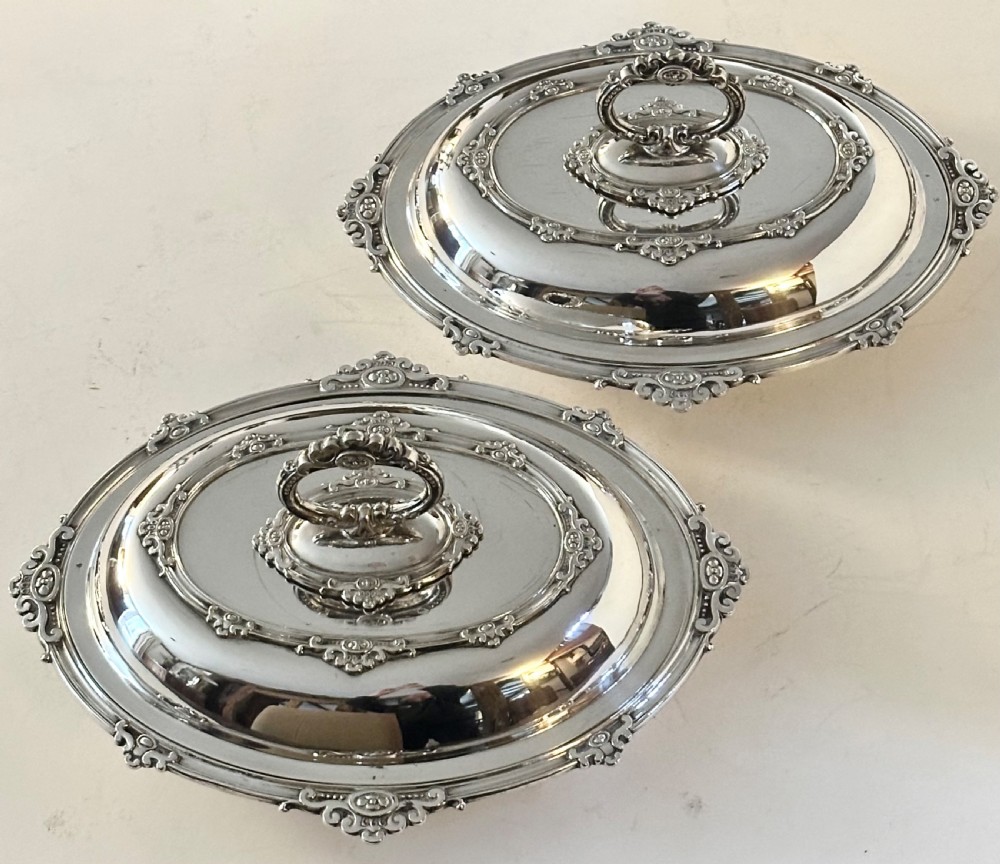 A Pair of Oval Sheffield Plate Entree Dishes