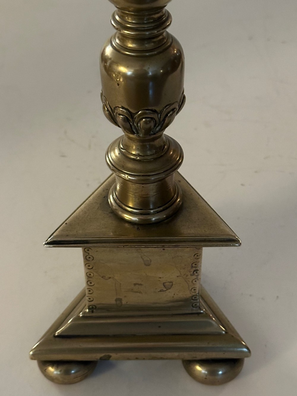 Pair of Brass Prickett Candlesticks View III