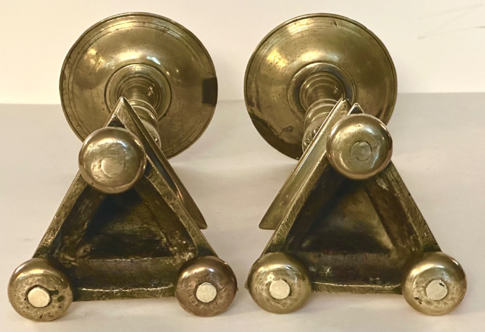 Pair of Brass Prickett Candlesticks View V