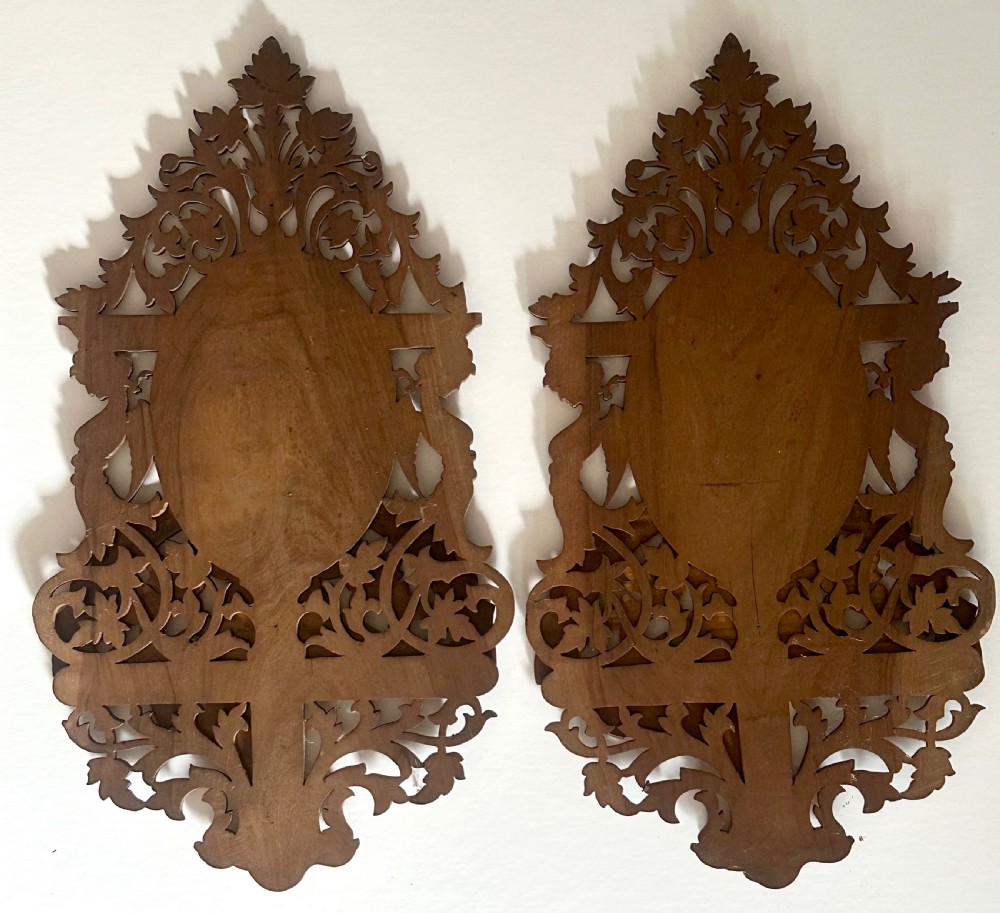 Grand Tour Pair of Olive Wood Wall Brackets View III