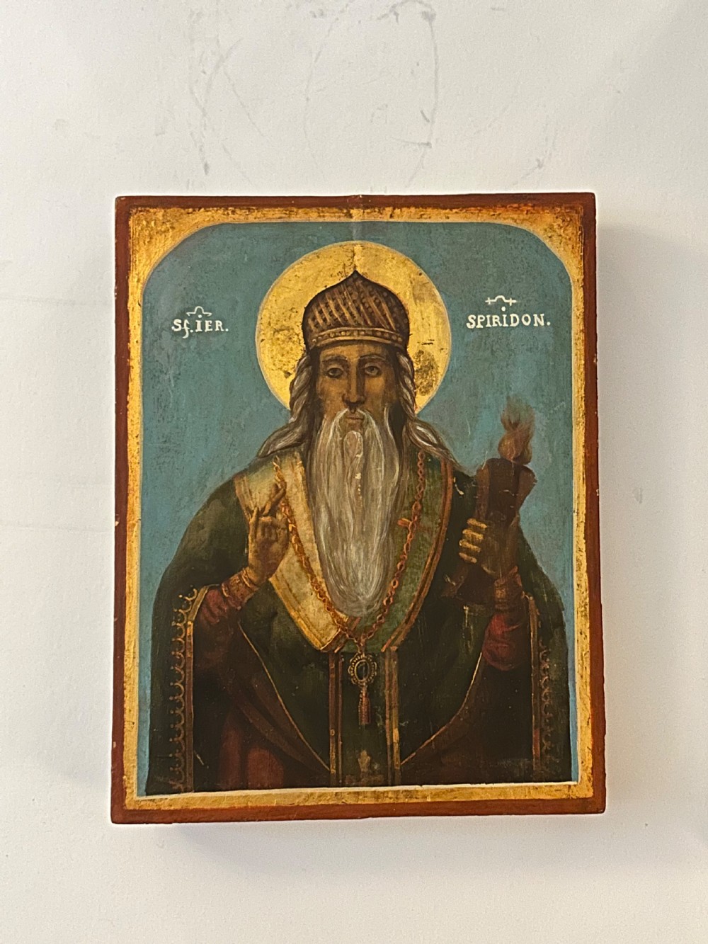 Greek Icon depicting St Spyridon View II