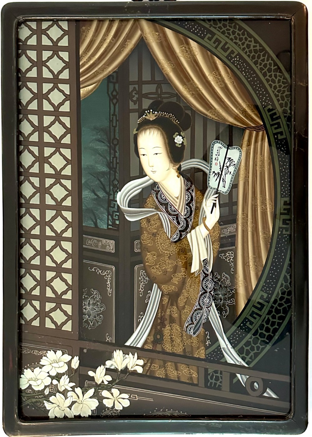 Pair of Japanese Reverse Paintings on Glass View II