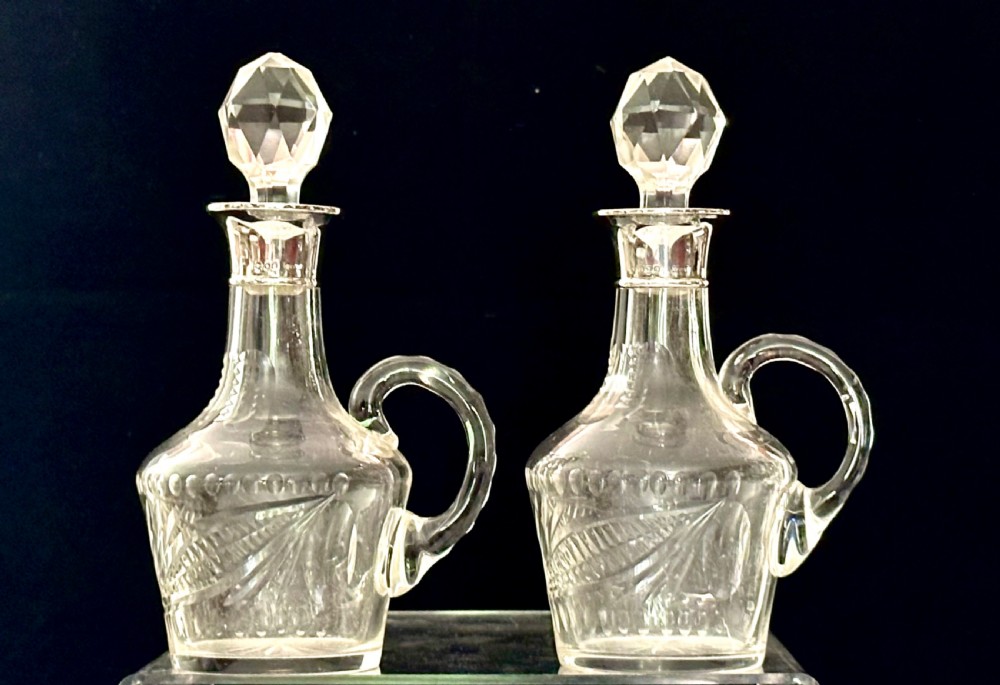 Pair of Whisky Noggins, silver collars