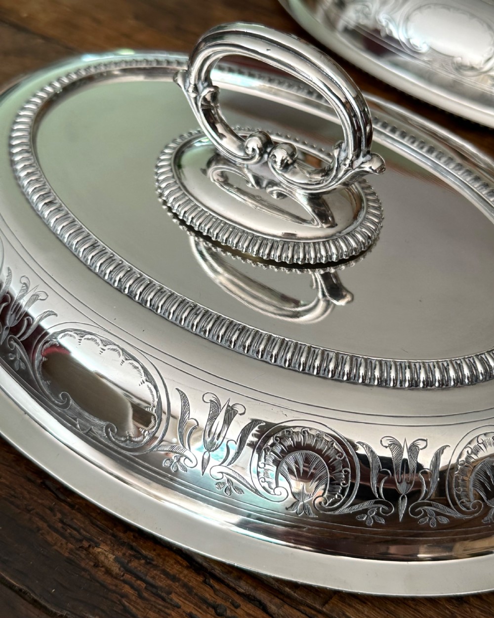 Pair of Edwardian Silver Plated Entree Dishes View VI