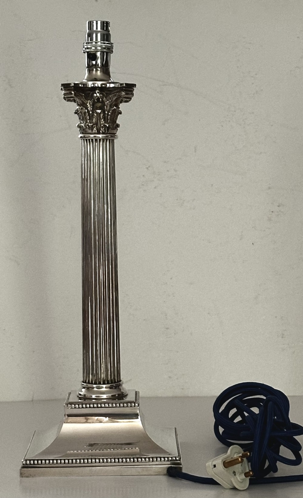 Silver Plated Column Table Lamp