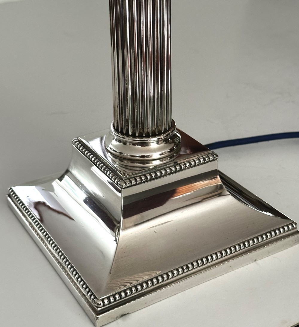 Silver Plated Column Table Lamp View IV