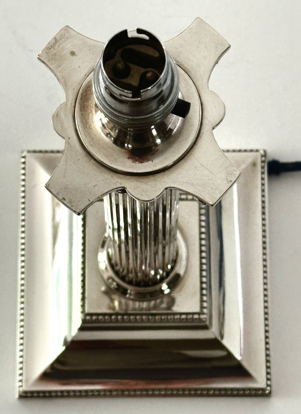 Silver Plated Column Table Lamp View V