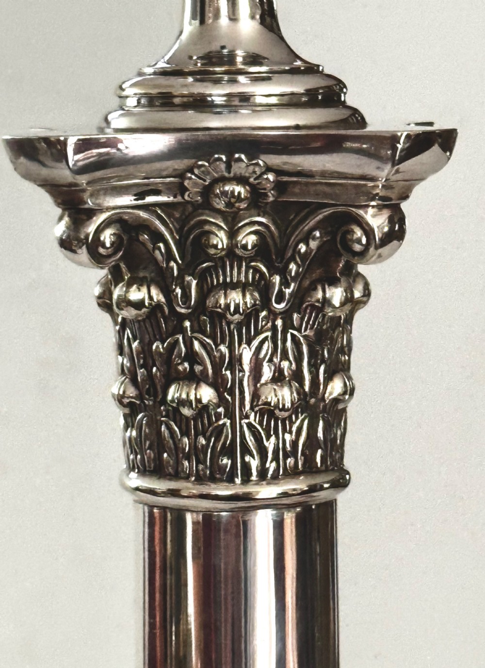 Silver Plated Corinthian Column Table Lamp View IV