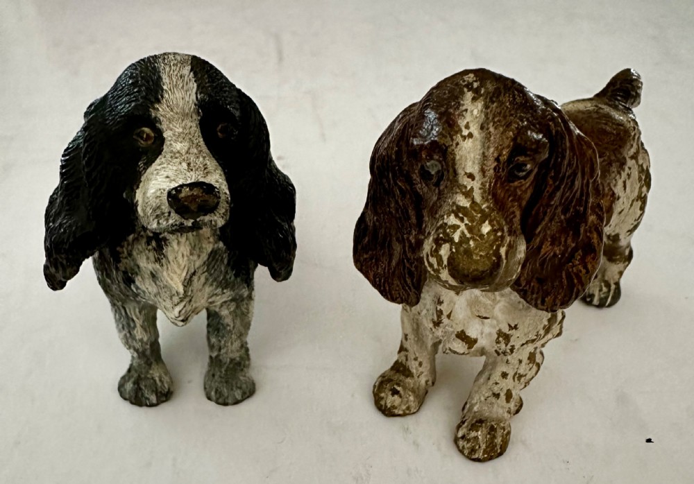 Pair of Cold Painted Bronze Spaniels