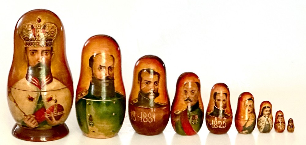 Russian Nesting Dolls Portraying the Tzars