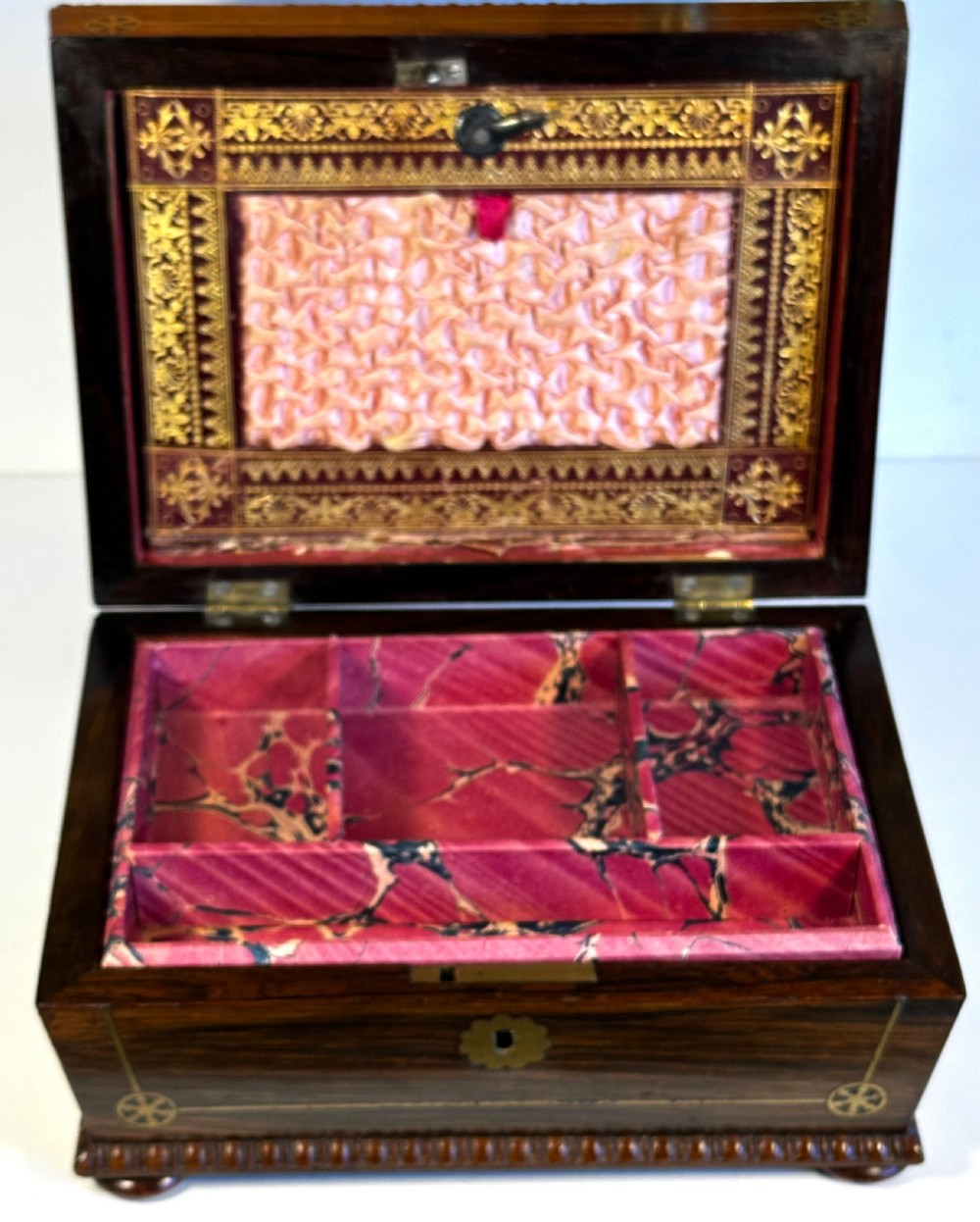 Regency, Rosewood and brass Inlaid workbox  View VI