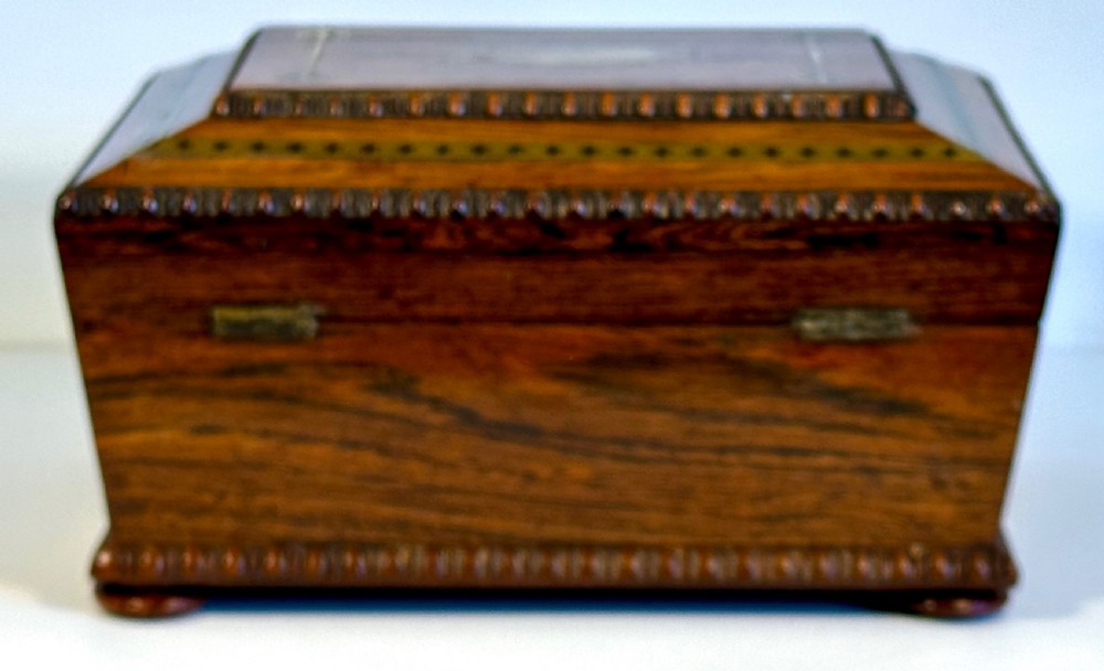 Regency, Rosewood and brass Inlaid workbox  View VIII