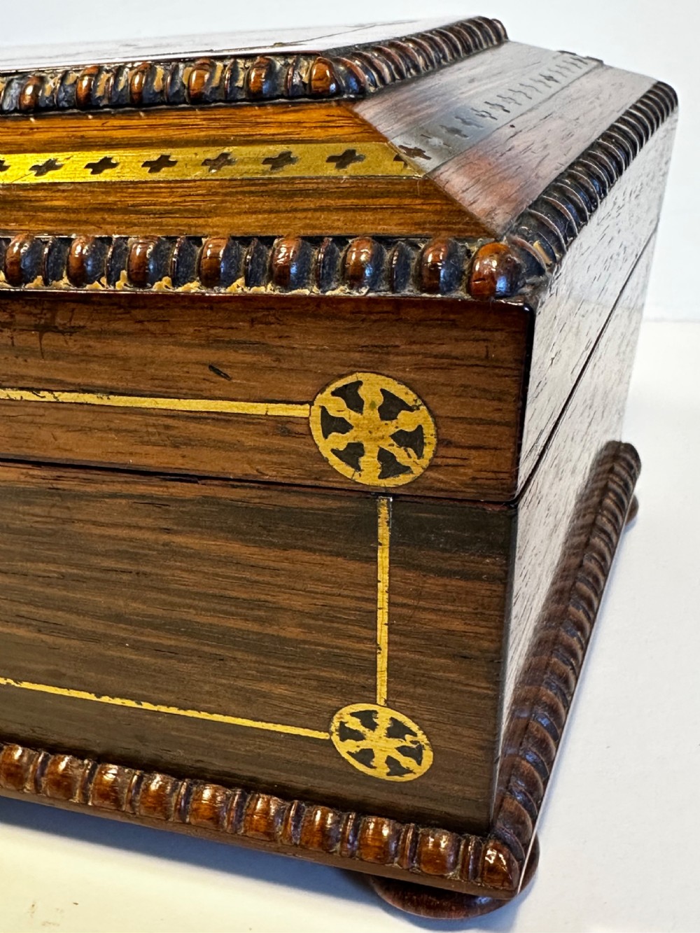 Regency, Rosewood and brass Inlaid workbox  View XIII