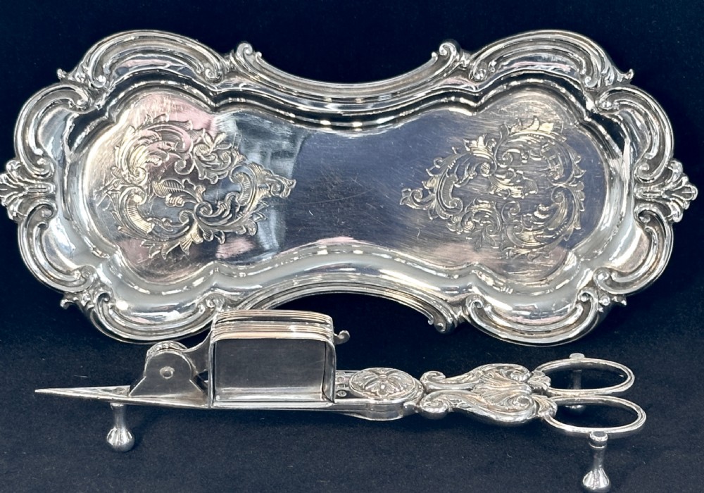 Georgian Candle Snuffer and Tray In Old Sheffield Plate