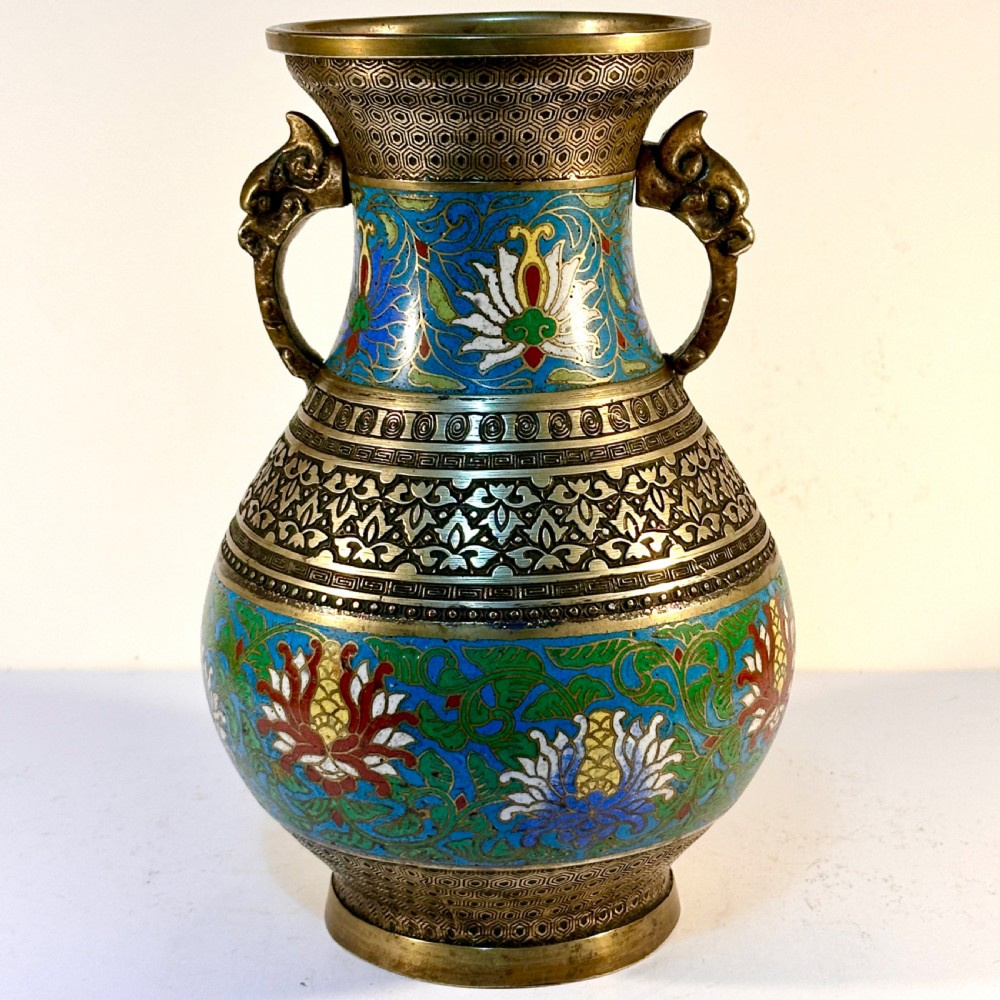 Chinese Cloisonné Vase, late Qing Dynasty. View II