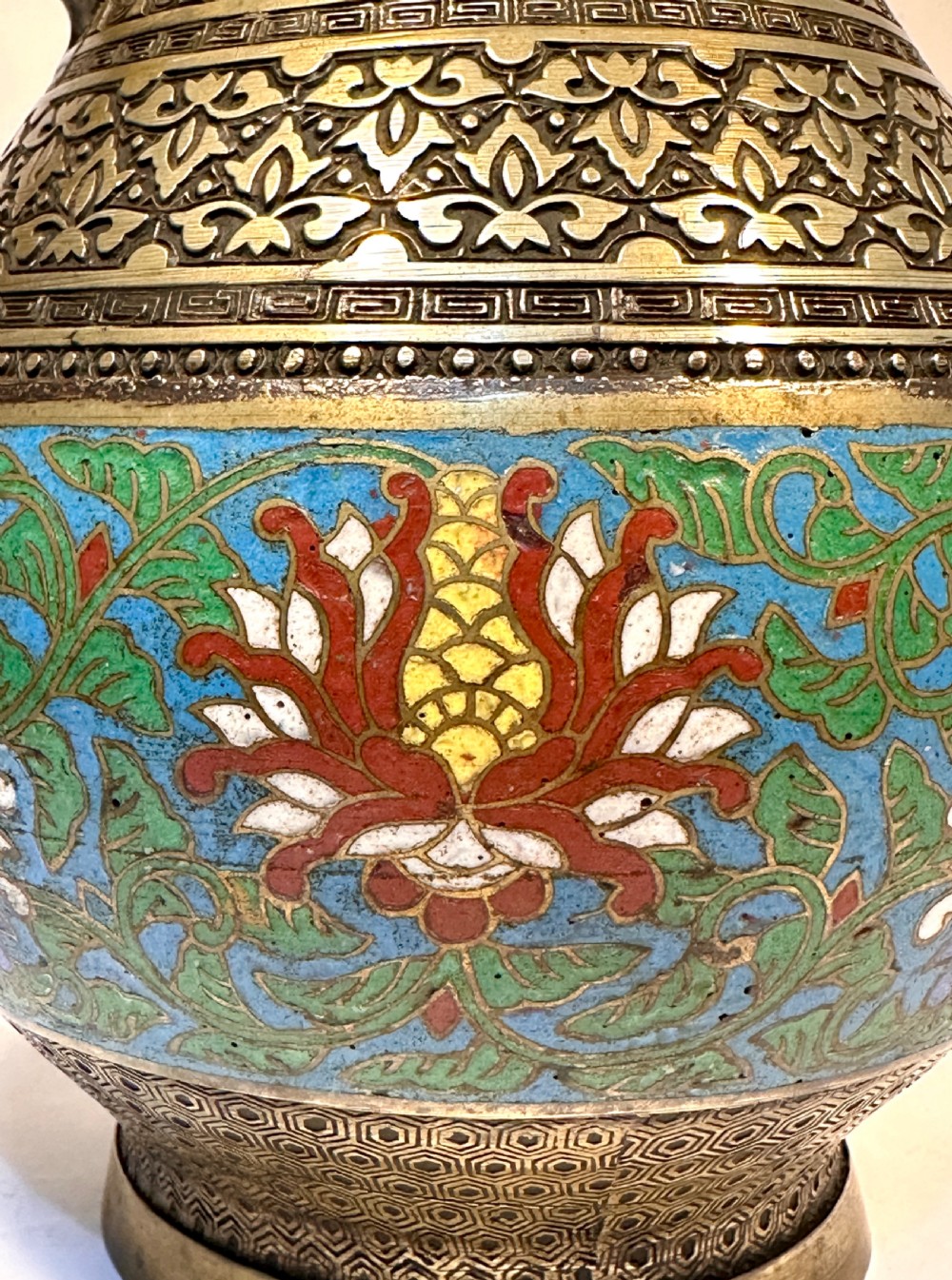 Chinese Cloisonné Vase, late Qing Dynasty. View V