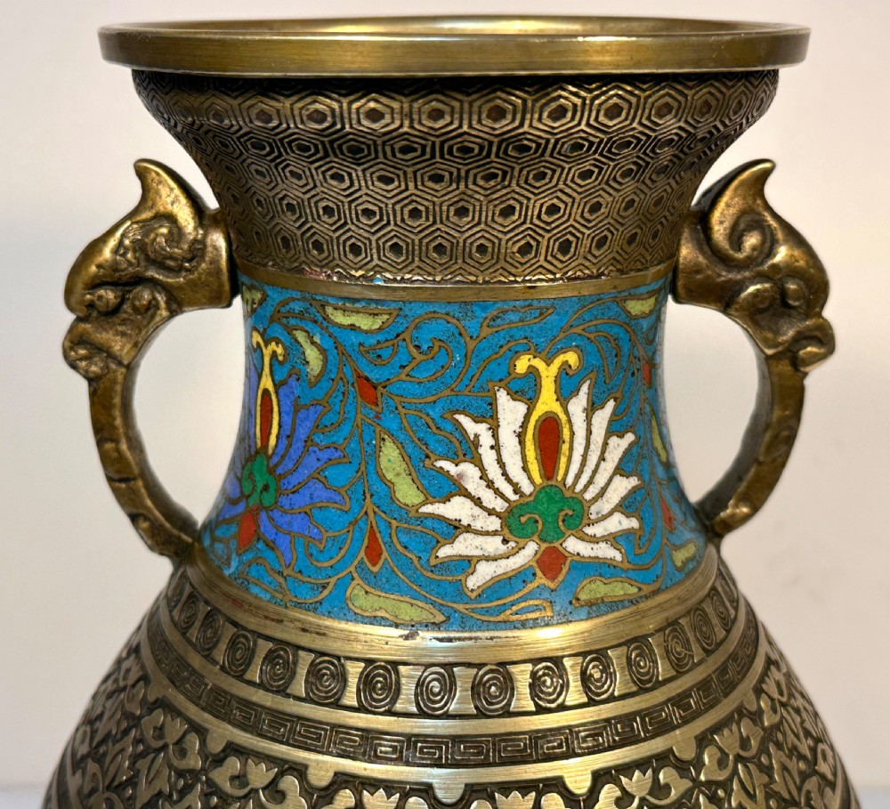 Chinese Cloisonné Vase, late Qing Dynasty. View VI