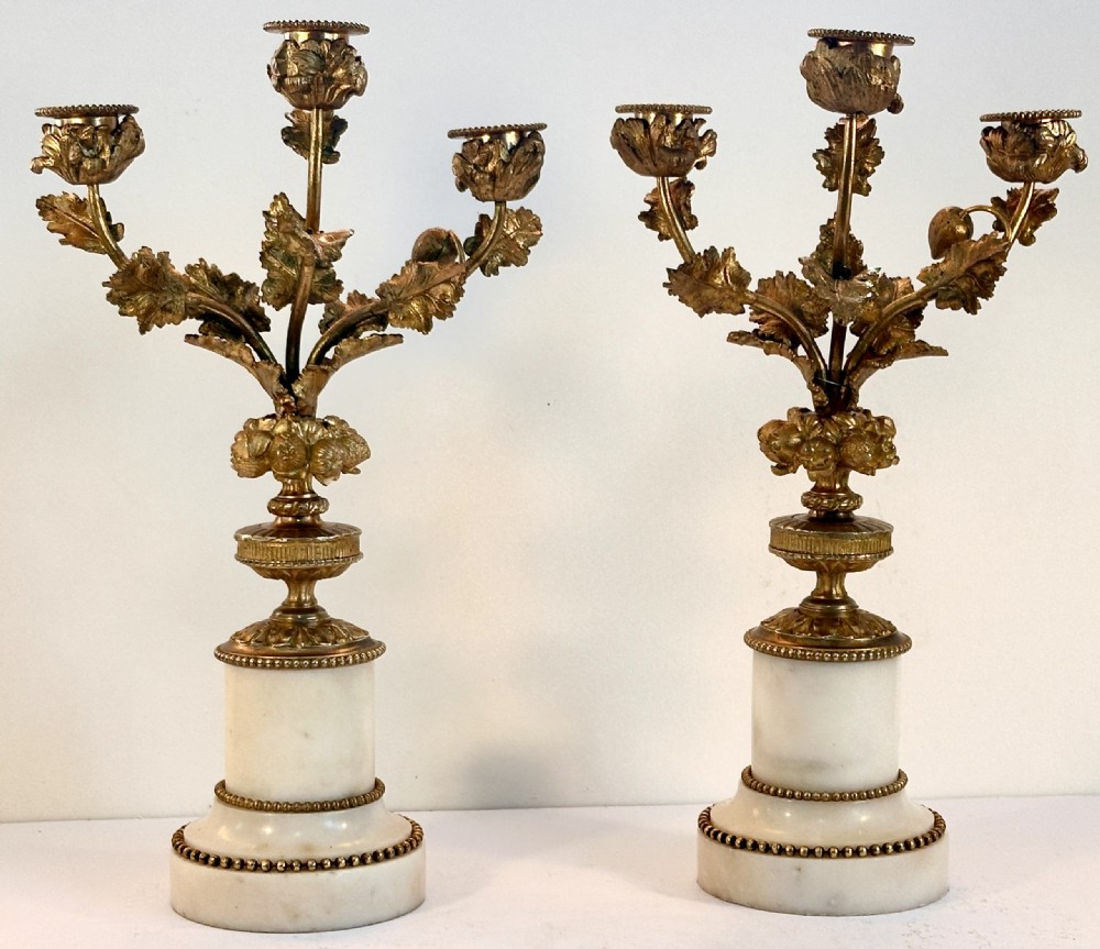 Pair of French Candelabra in Marble and Gilt Metal  View II