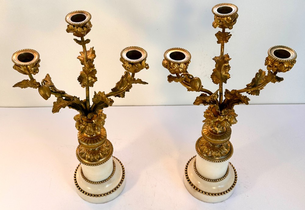 Pair of French Candelabra in Marble and Gilt Metal  View X