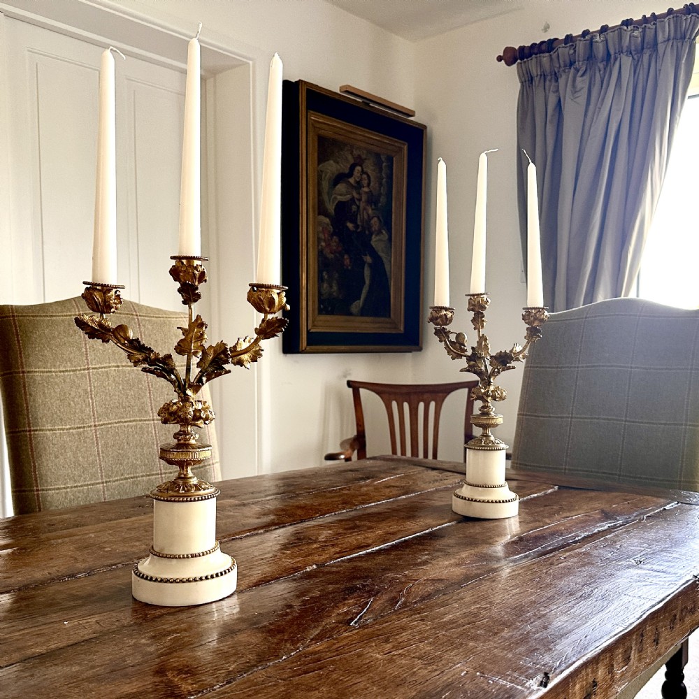 Pair of French Candelabra in Marble and Gilt Metal  View XI