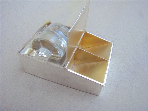 fig 1. EDWARDIAN SILVER DOUBLE STAMP BOX WITH GLASS MOISTENER BY DEAKIN & FRANCIS, BIRMINGHAM 1904