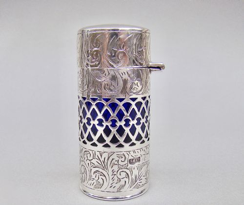 Superb Large Silver Scent Bottle by Sydney & Co, Birmingham 1912