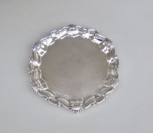 fig 1. EXQUISITE VICTORIAN SILVER CARD TRAY BY MARTIN HALL & CO, LONDON 1891