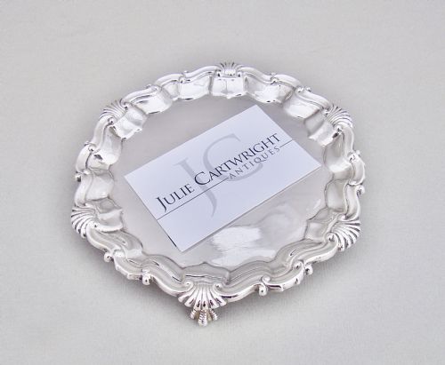 fig 3. EXQUISITE VICTORIAN SILVER CARD TRAY BY MARTIN HALL & CO, LONDON 1891