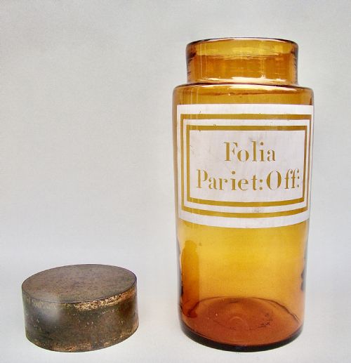 Exquisite 19th Century French Etched Amber Glass Apothecary Jar, Circa 1890




