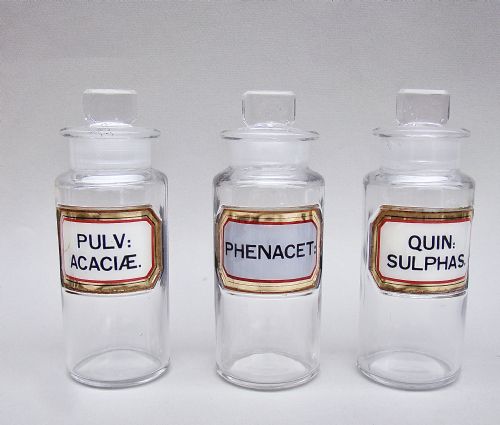 Set of Three Victorian Small Apothecary Jars, Circa 1890