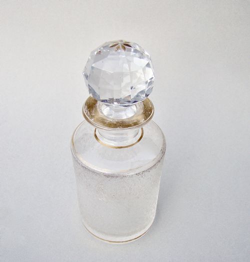 French Baccarat Crystal Etched Glass Scent Bottle, Circa 1900