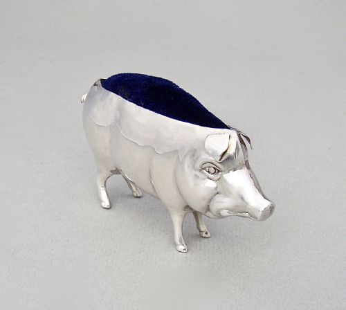 fig 2. LARGE GEORGE V SILVER “ PIG” PIN CUSHION, BIRMINGHAM 1920