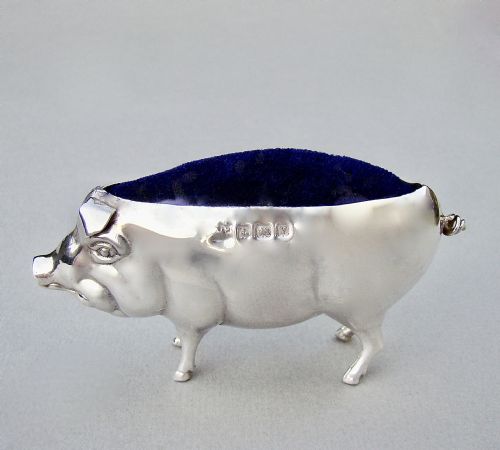 Large George V Silver “ Pig” Pin Cushion, Birmingham 1920