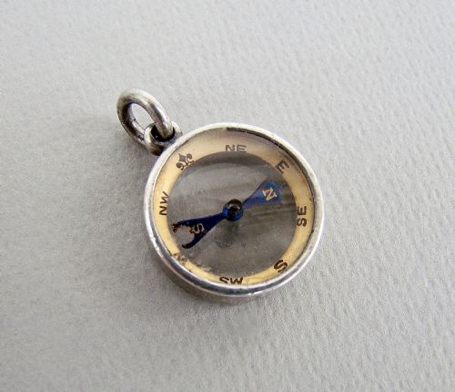Delightful Victorian Silver Compass Fob Pendant, Circa 1890