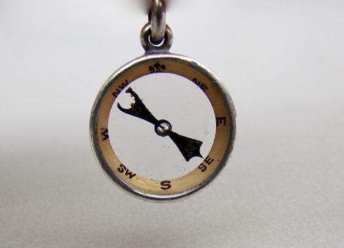 fig 1. DELIGHTFUL VICTORIAN SILVER COMPASS FOB PENDANT, CIRCA 1890
