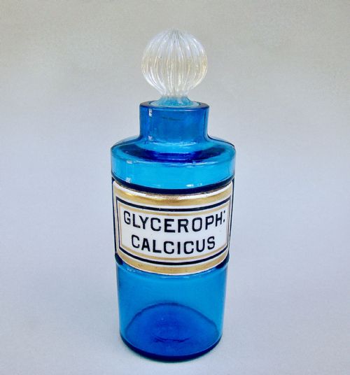Rare 19th Century French Turquoise Glass Small Apothecary Jar, Circa 1890