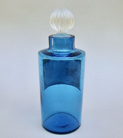 fig 1. RARE 19TH CENTURY FRENCH TURQUOISE GLASS SMALL APOTHECARY JAR, CIRCA 1890