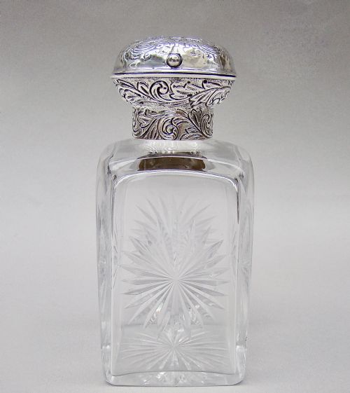 Stunning Victorian Silver & Cut Glass Scent Bottle by William Comyns, London 1892