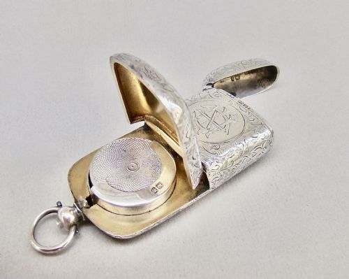Victorian Silver Combination Vesta & Sovereign Case by William Neale, Birmingham 1892