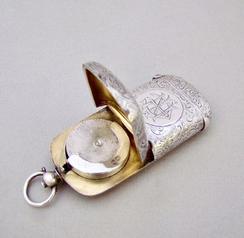 fig 1. VICTORIAN SILVER COMBINATION VESTA & SOVEREIGN CASE BY WILLIAM NEALE, BIRMINGHAM 1892